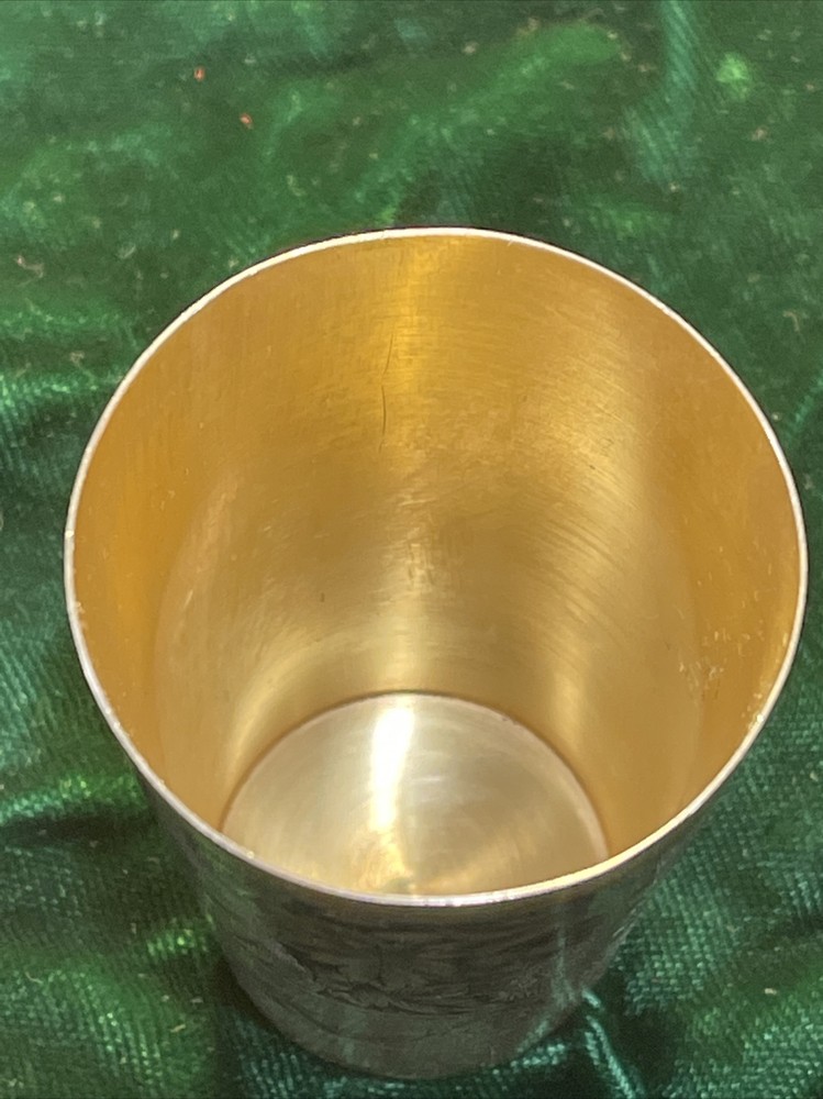 Soviet/ Russian silver .875 Decorative gilded glass for vodka / cognac 60 grams