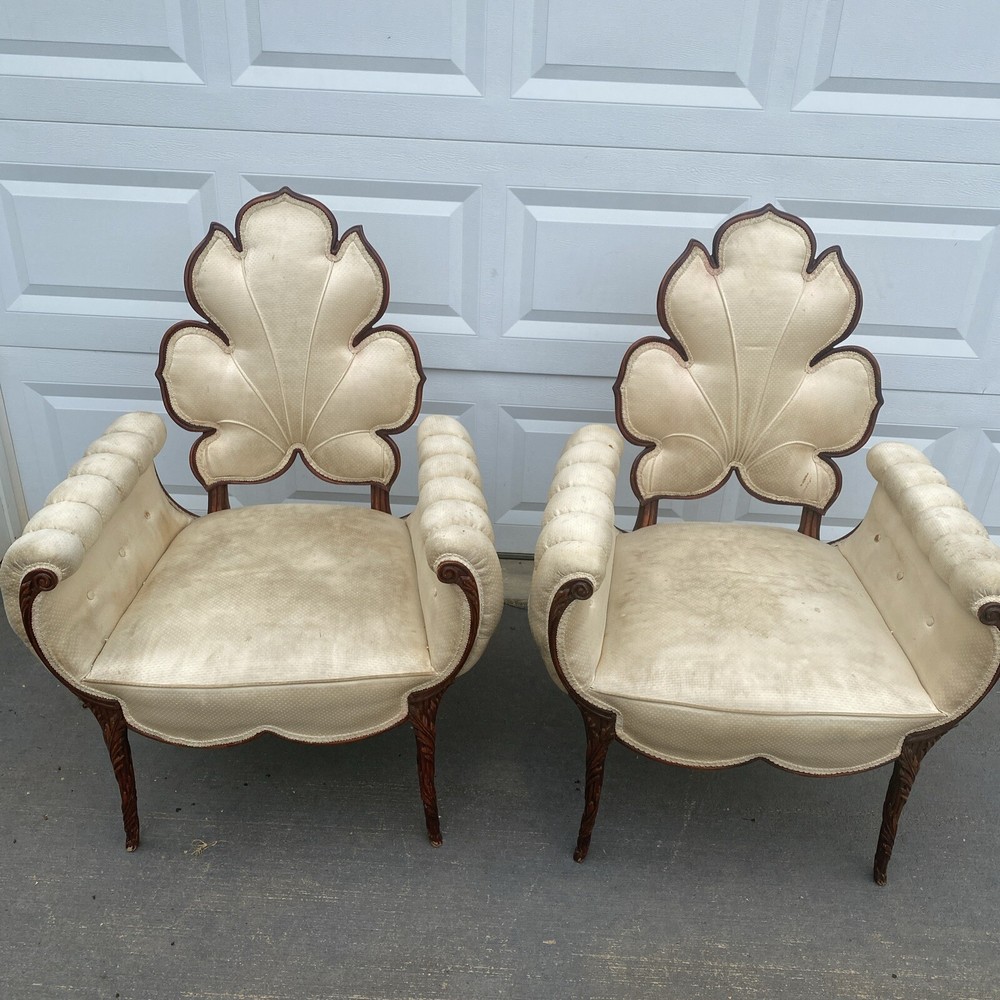 Grosfeld House Pair of Flower Back Armchairs Hollywood Regency 1940’s