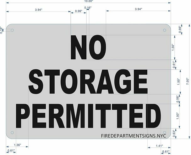 No Storage Permitted Sign(Brushed Aluminium,7x10)Potere d'argento Line