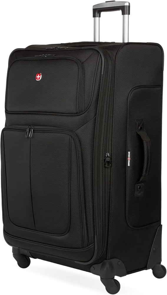 Sion Softside Expandable Luggage with Spinner Wheels, Evergreen, Checked-Medium