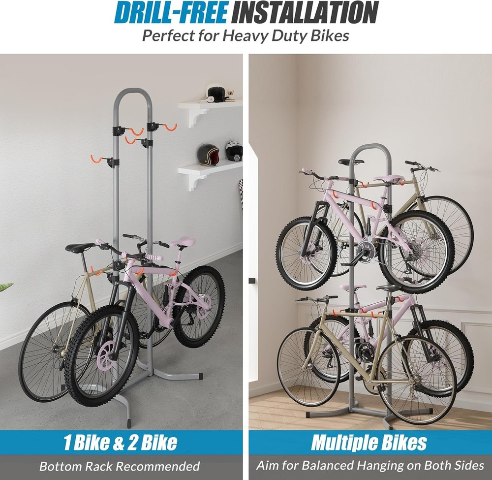 Suchtale 4 Bike Rack Freestanding Gravity Stand Adjustable Vertical #R018