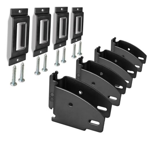 E-Track Wood Beam End Socket with Tie Down Slots, Shelf Brackets 04-Pack Black