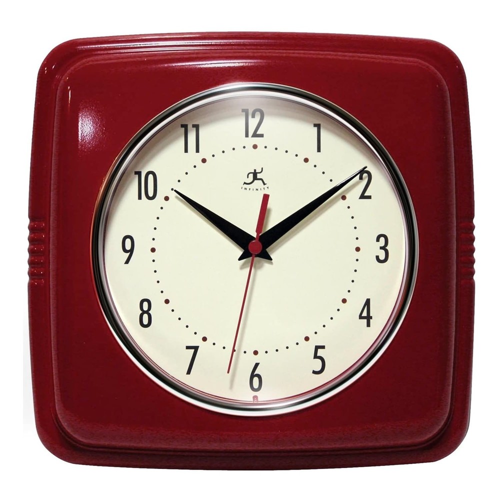 Infinity Instruments 9 Square Retro 9W x 9H in. Wall Clock