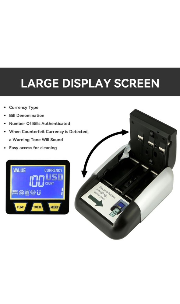 Multi-Currency Banknote Discriminator Counterfeit Bill Detector Portable Compact