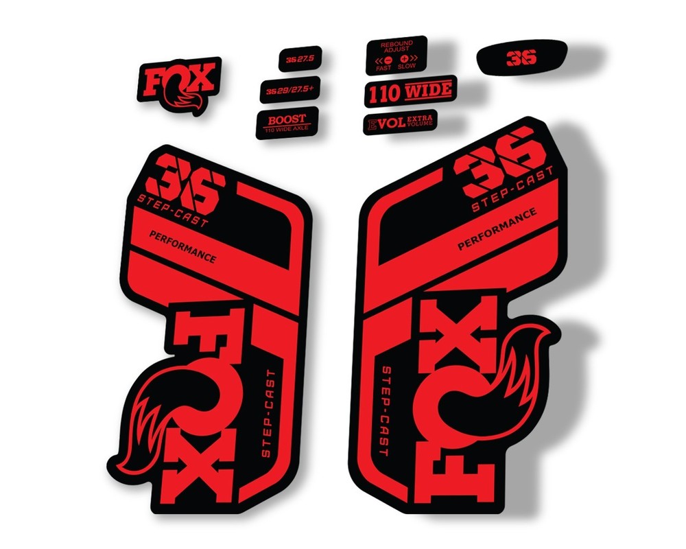 FOX 36 Step Cast SC 2021 Performance Fork Decals Suspension Sticker Red