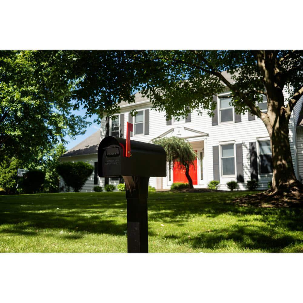 Mailbox Post Black Adjustable Height Aluminum Top Mount Installation Hardware