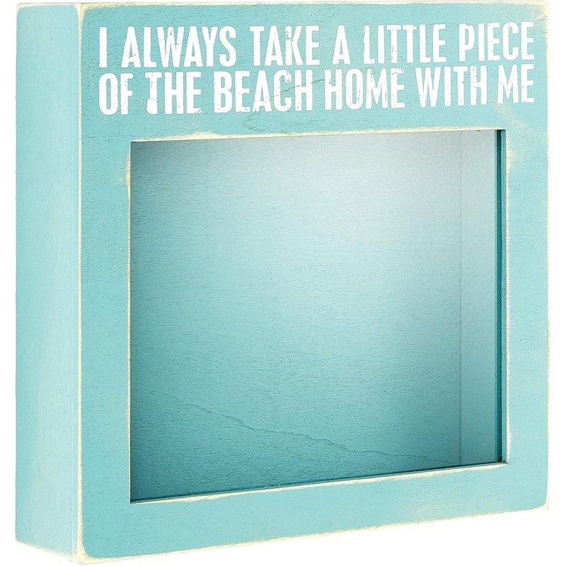 Wooden Seashell Holder W/ Glass Windows Beach Decor Memory Box Keepsake Display
