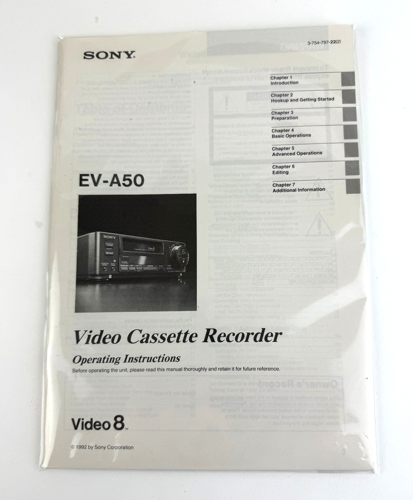 Sony EV-A50 Video8 8mm VCR Editing Player w/Remote