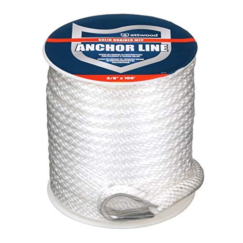 Solid Braid MFP Anchor Line with Thimble () White, 3/8-Inch x 100-Feet 1
