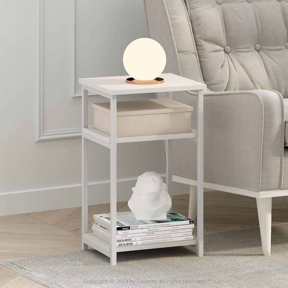 JUST Side Table 3-Tier Metal Frame Modern End Table W/ Open Shelf Night Stand