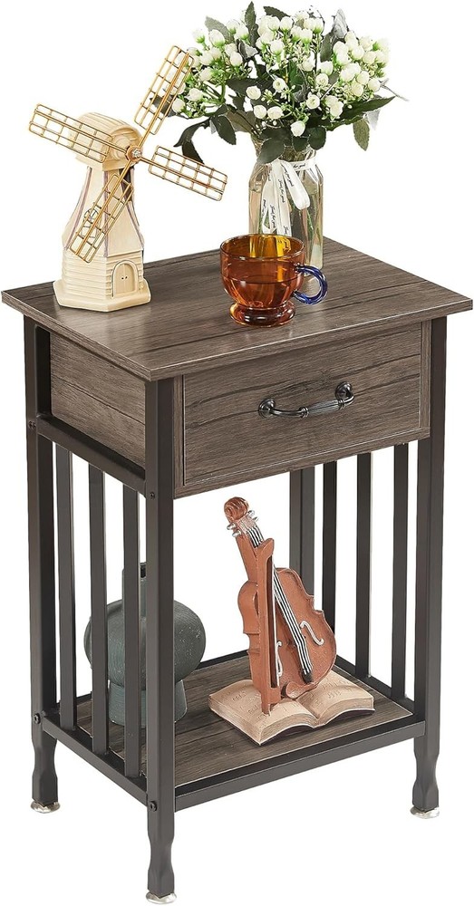 Nightstands Industrial Side/End Tables W/ Drawer & Storage Shelf Night Stands