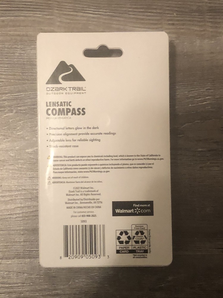 OZARK TRAIL LENSATIC COMPASS, BLACK