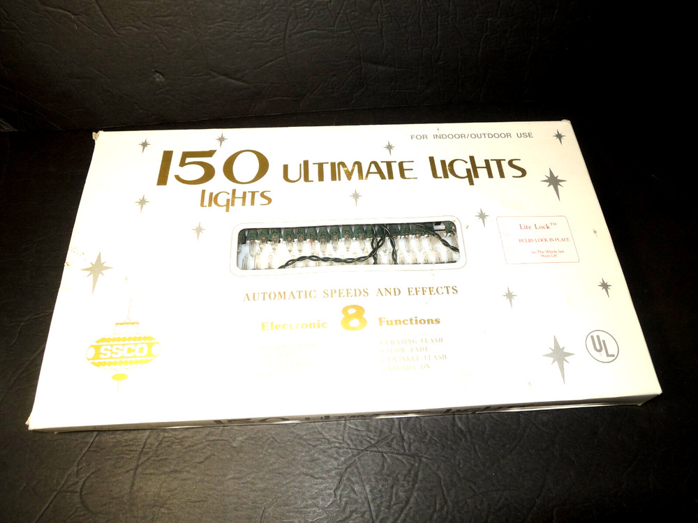 Christmas Light String (VIDEO) 150 White Bulbs 8 Functions Chasing Flash Steady