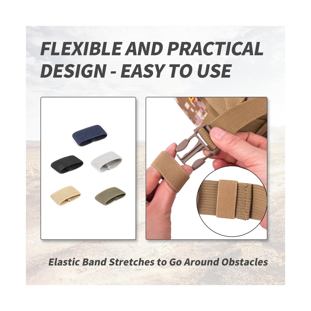 10Pack Elastic Belt Keepers Strap Organizers Backpack Strap Holder Retainer B...