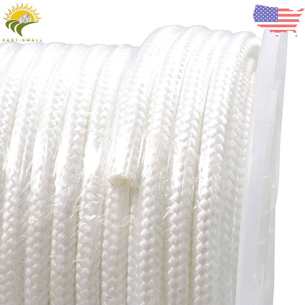 5/16" × 100' White Nylon Rope Sturdy Spool Solid Braid Rope Abrasion Resistance