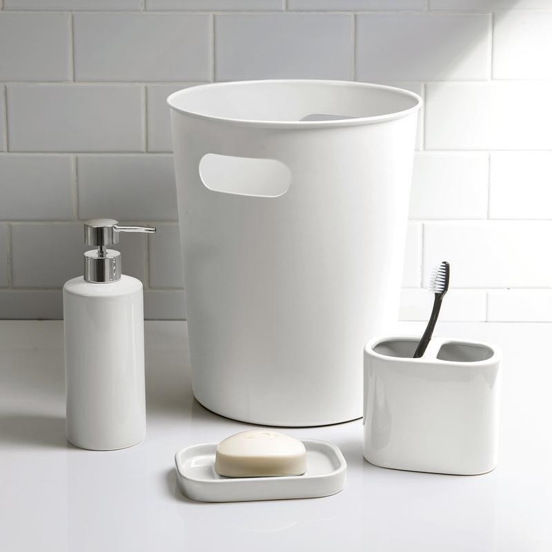 Basic Ceramic Toothbrush Holder White Bathroom Accessories Toothbrush Storage