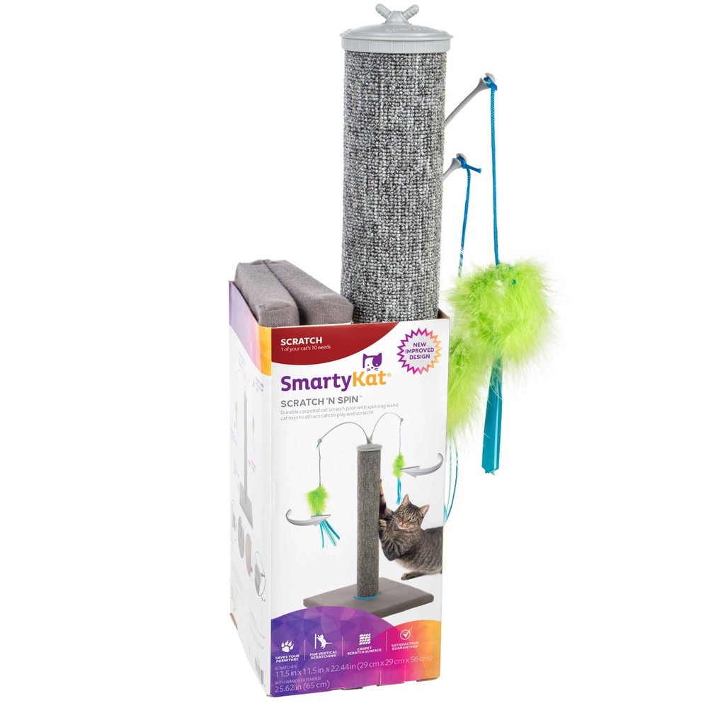 SmartyKat Scratch 'N Spin, Carpet Scratching Post Interactive Spinning Cat Toy