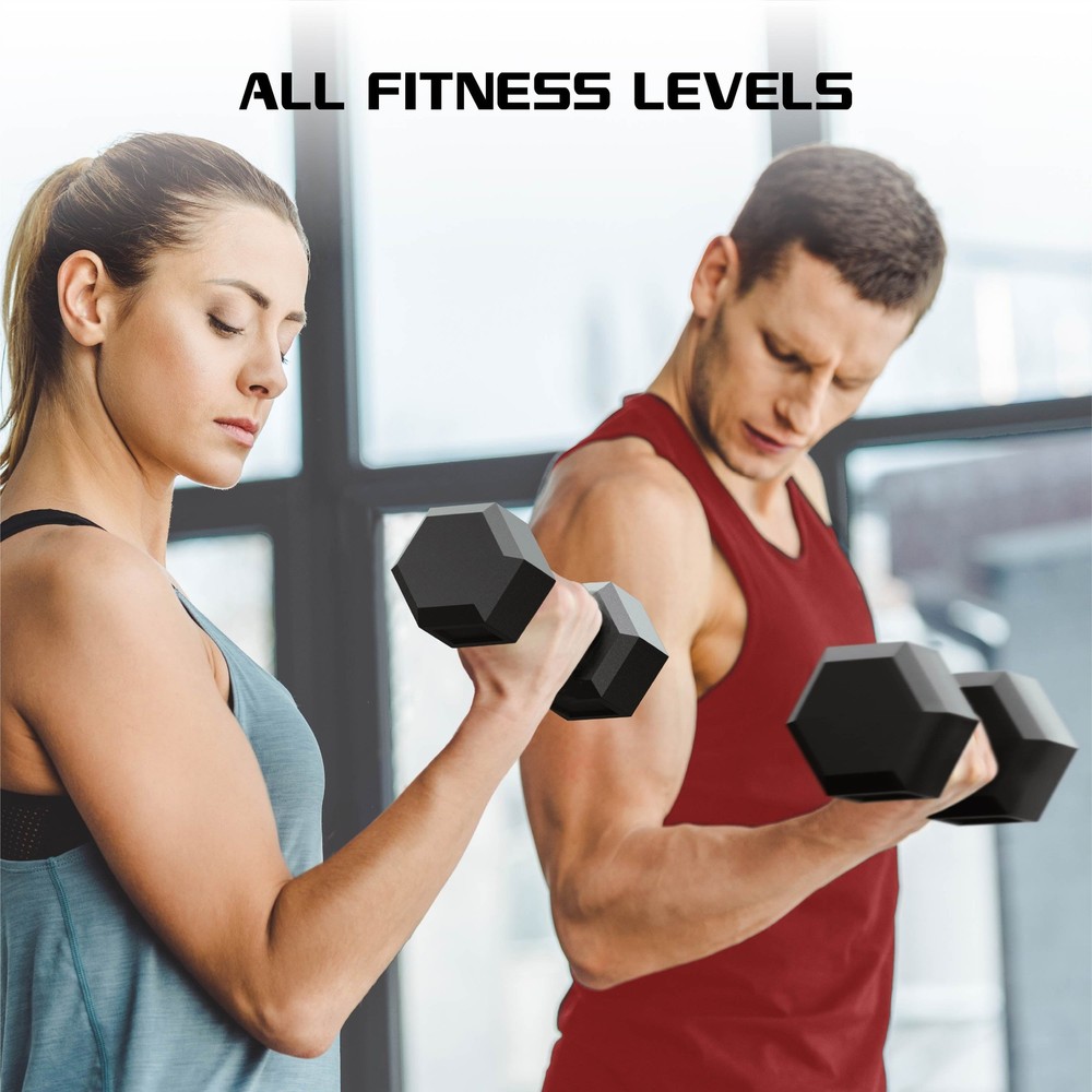 25lbs Rubber Hex Dumbbell Set – Solid Steel Handles, Durable Rubber Coating