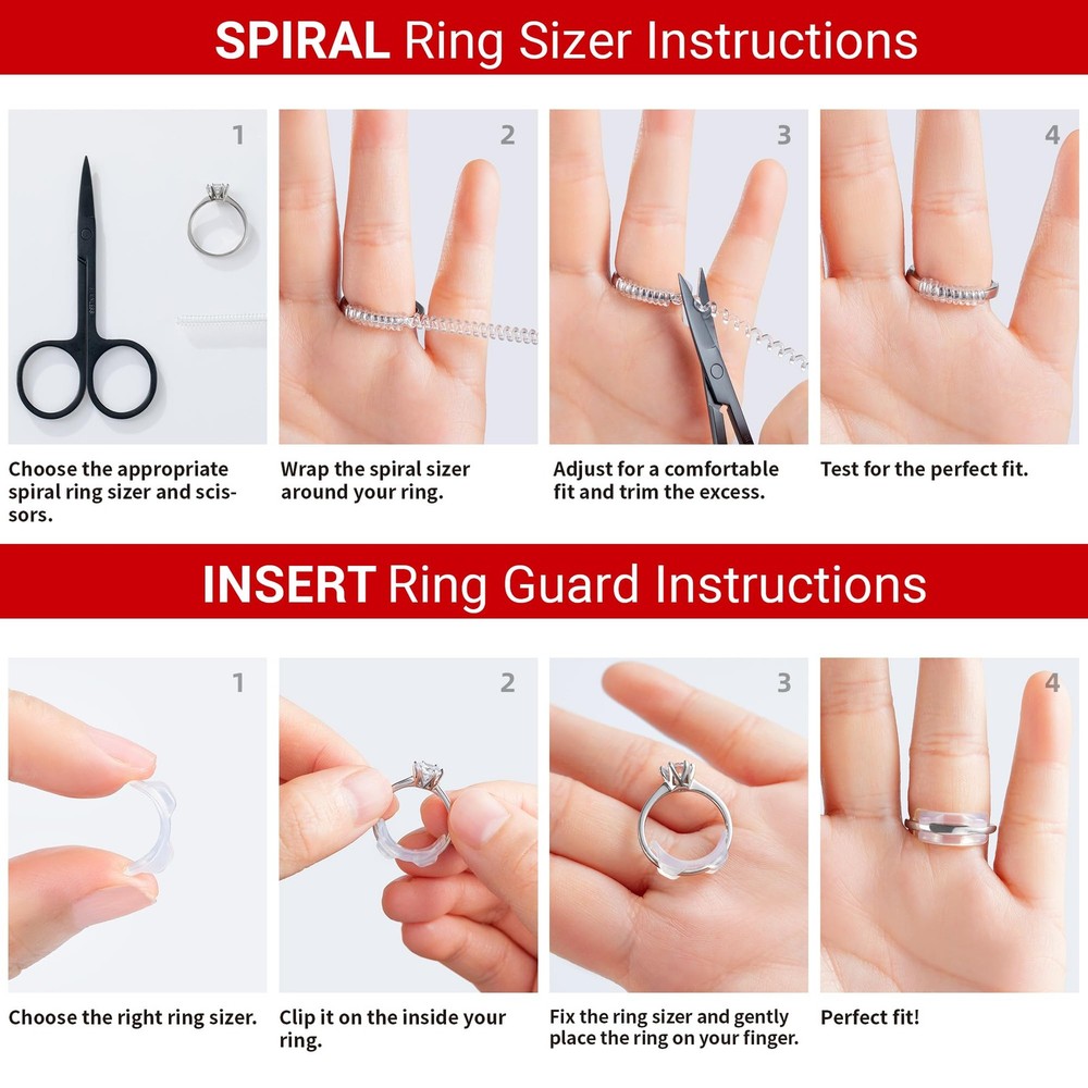 Omilly Ring Sizer Adjuster for Loose Rings - 62 Piece Set with 3 Styles...