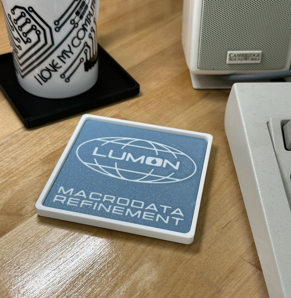 Lumon Macrodata Refinement Drink Coaster Severance Cork Bottom 3D Printed