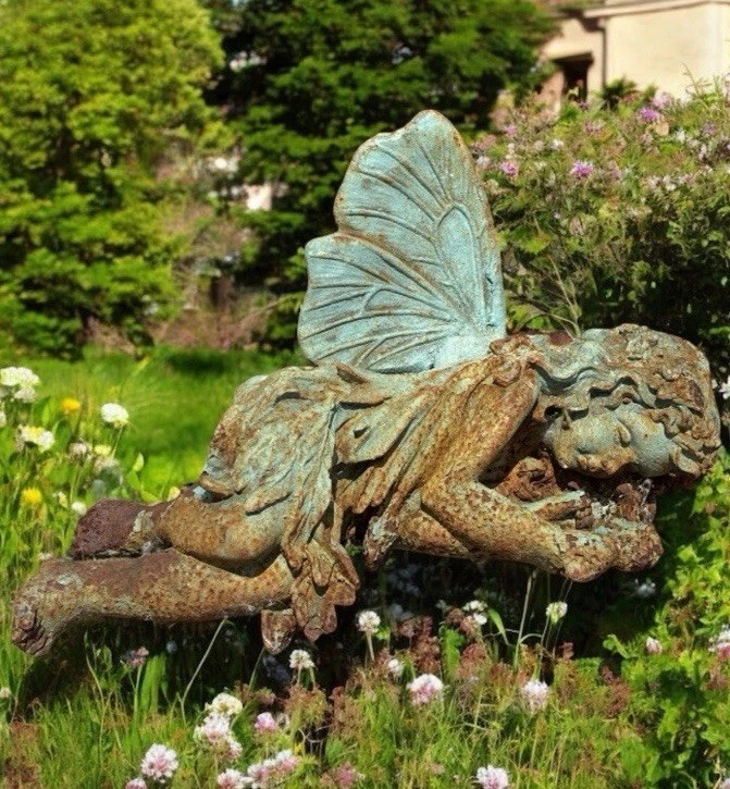 Cast Iron Fairy Garden Statue.