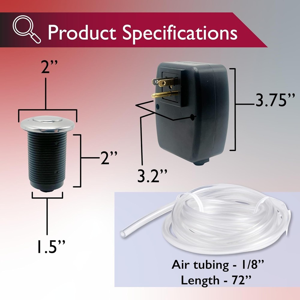 Disposal Air Switch Kit for Garbage Disposal Hands-Free On/Off Control UL Approv