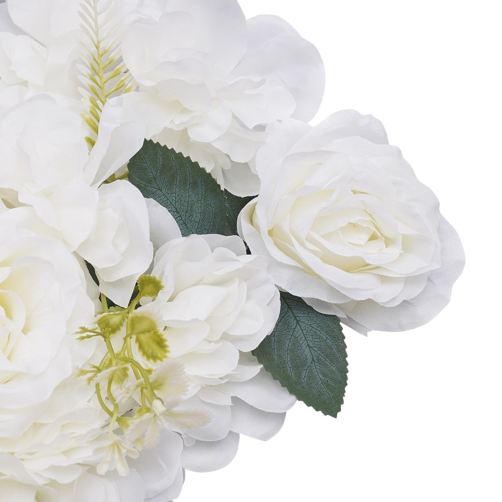10Pcs White Artificial Rose Flower Table Runner Sweetheart Table Reception Decor