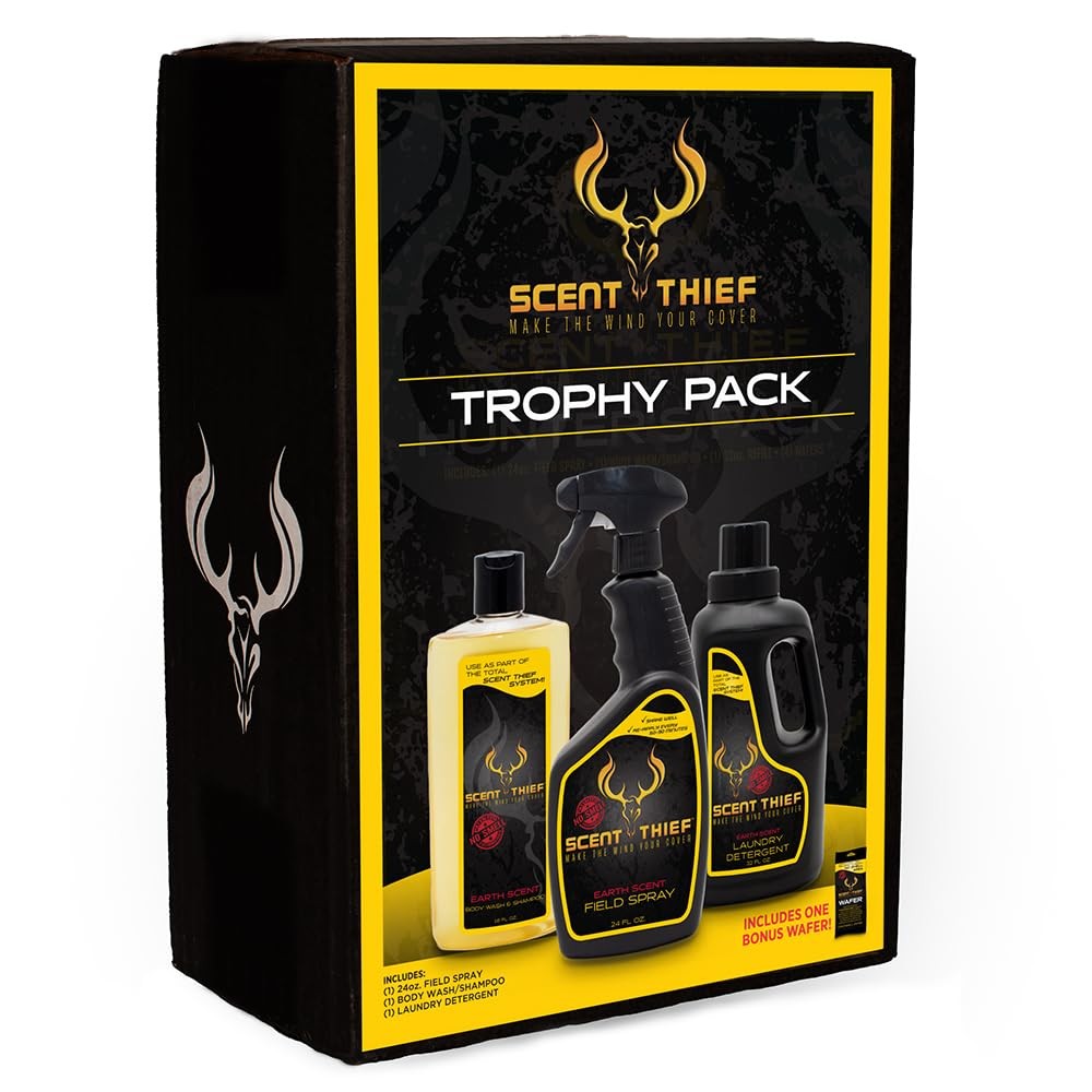 Scent Thief Hunting Scent Eliminator Trophy Pack, Includes 24oz Field Spray, ...