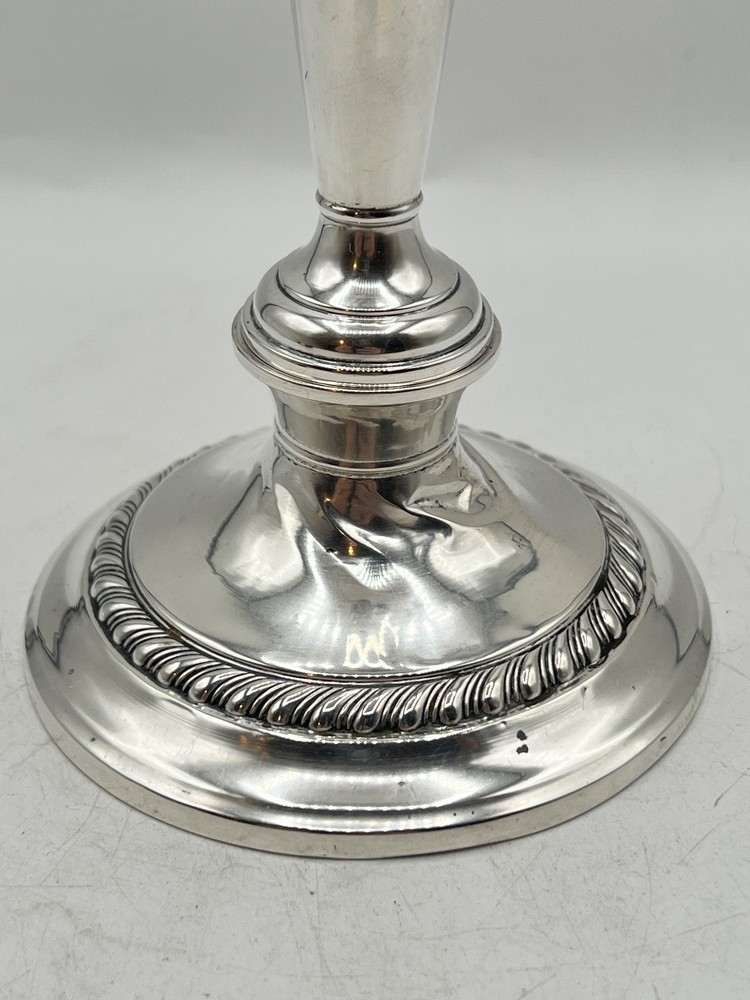 Gorham sterling silver candlestick with fluted top and decorative base 9.5in
