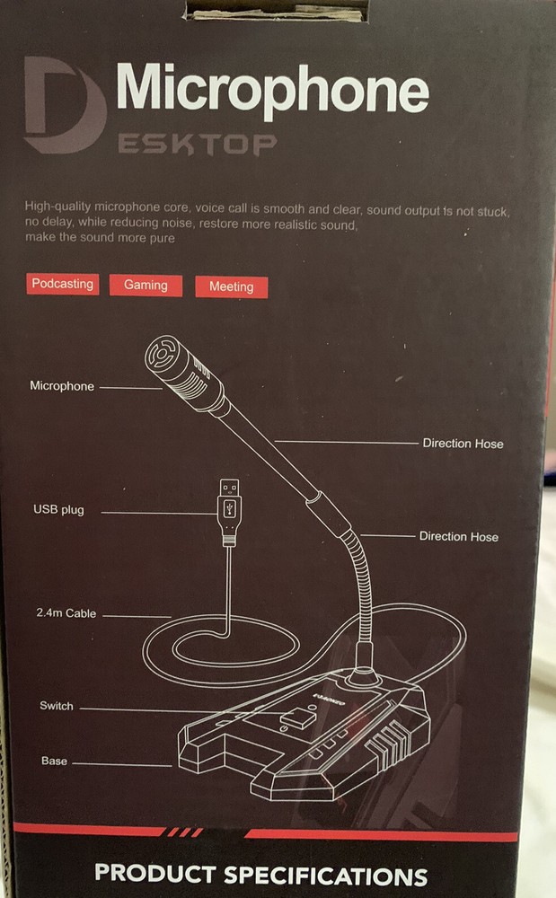 Gaming Aokeo USB Desktop Microphone for PC, Laptop, Mac, professional desktop