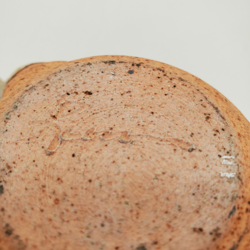 Signed Handmade Stoneware Glazed Pottery Dipper