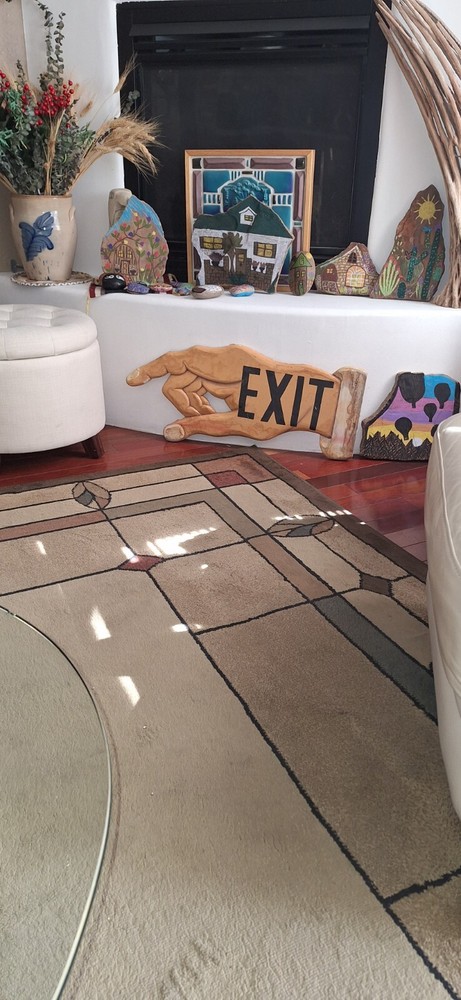Rare Unique Wood Exit EXIT Finger Pointer SIGN Hand Wall Hanging Cool Estate 31"