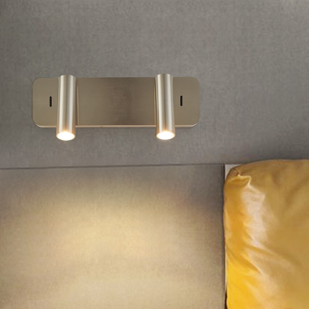 COB LED Reading Wall Lamp Dual Spotlight Adjustable Bedside Light Fixture Switch