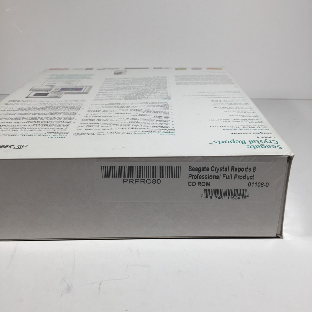 SEAGATE CRYSTAL REPORTS SOFTWARE Professional Version 8 with Key Code Boxed-NEW