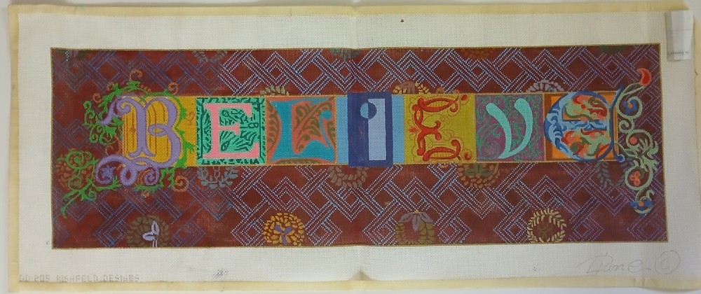 Rishfeld Designs BELIEVE Diane Dirks Hand Painted Needlepoint Canvas **READ**