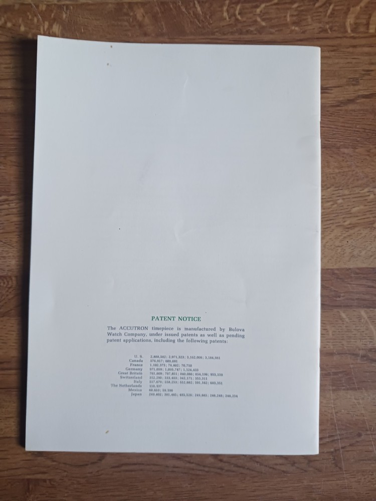 ~1966 Accutron 218 by Bulova Technical Information~