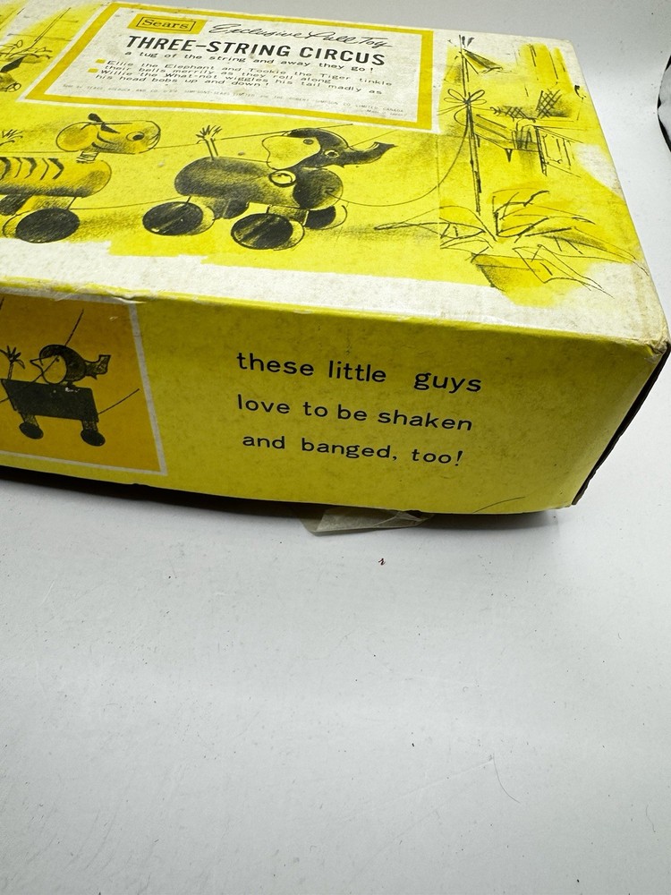 Vintage Sears Exclusive Pull Toy Three-String Circus 1950s – Complete with Box