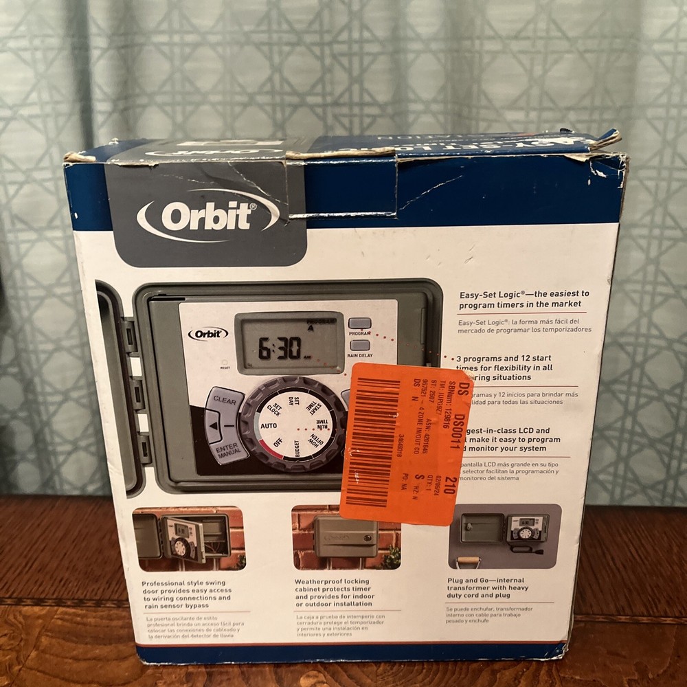 Orbit Easy-Set Logic Sprinkler Timer 57894 4-Station, 3 Programs & 12 Start Time