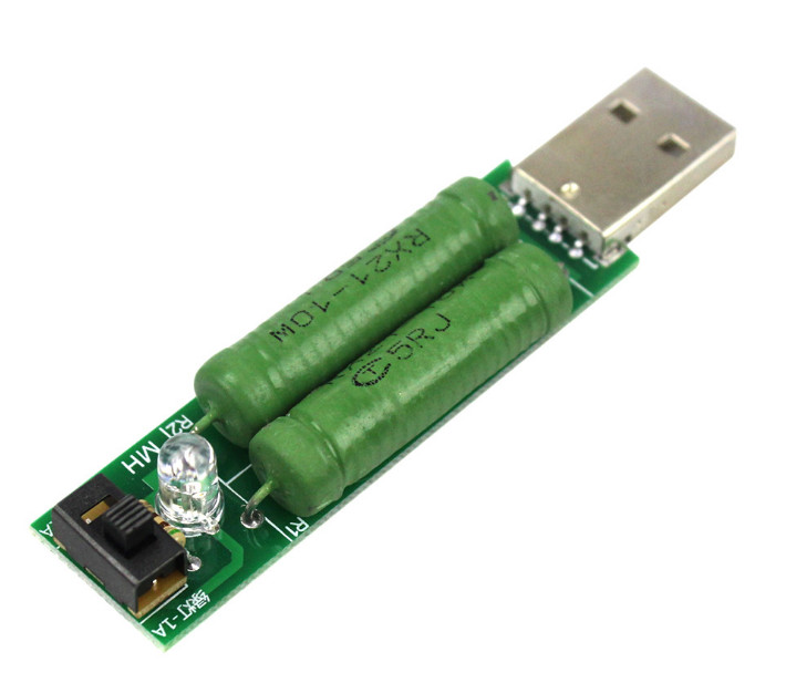 USB Discharge Load Resistor Digital Current Voltage Tester 2A/1A With Switch