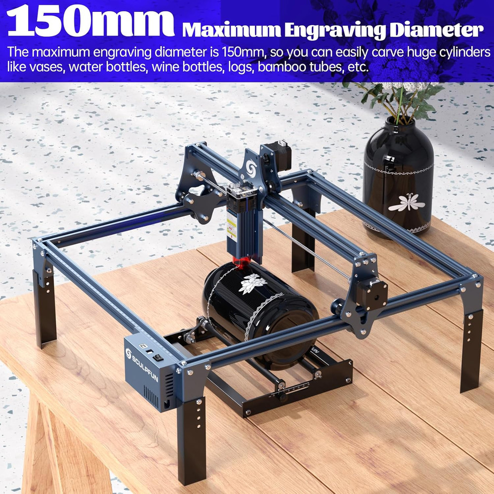 SCULPFUN Laser Rotary Roller, Laser Engraver Y-Axis Rotary Module for Engraving
