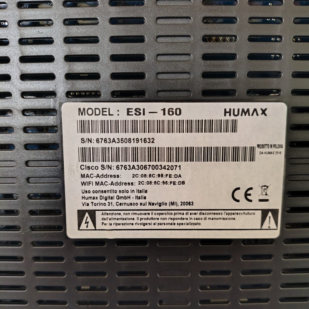 MY SKY HD HUMAX ESi-160 WIFI DECODER WITH DIGITAL TERRESTRIAL INTEGRATED HARD DISK