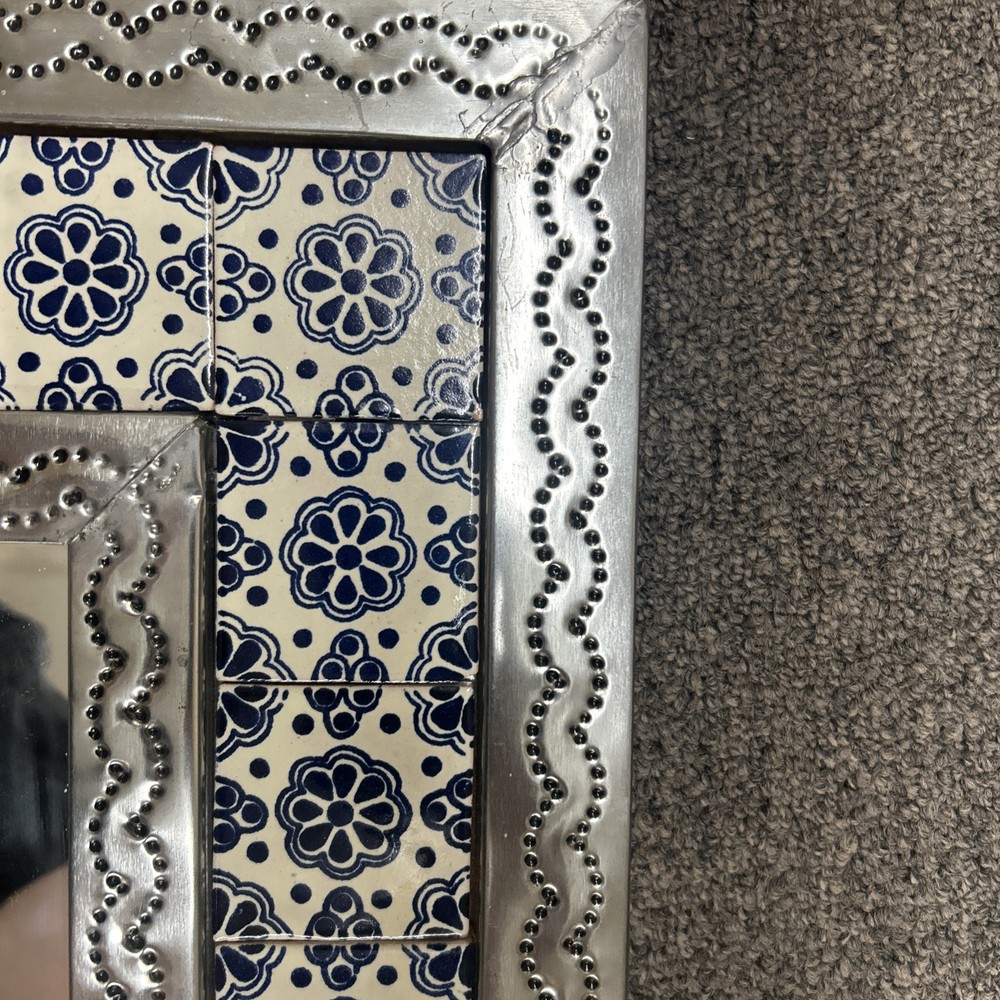 16’ By 19’ Medium Mexican Tile & Tin Framed Wall Mirror, Hand Made