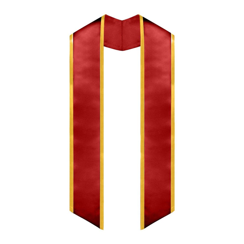 Endea Graduation Red/Gold Plain Stole With Trim Color & Angled End