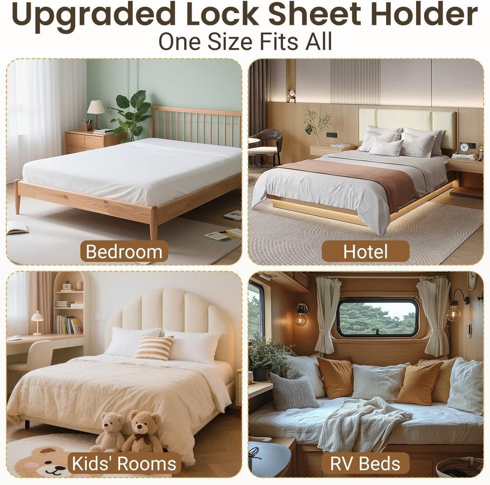 Bed Sheet Holders Clips Elastic Straps for Corners Sides Universal Fit