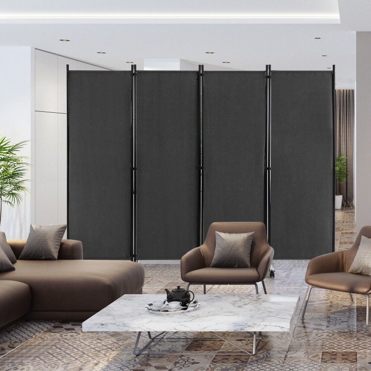 4-Panel Folding Room Divider with Locking Wheels - Portable Privacy Screen