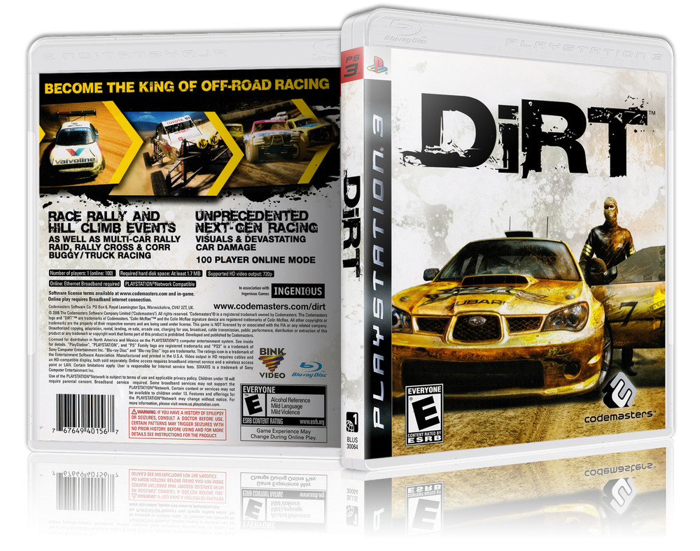 Dirt Replacement  PS3 Cover and Case. NO GAME!!
