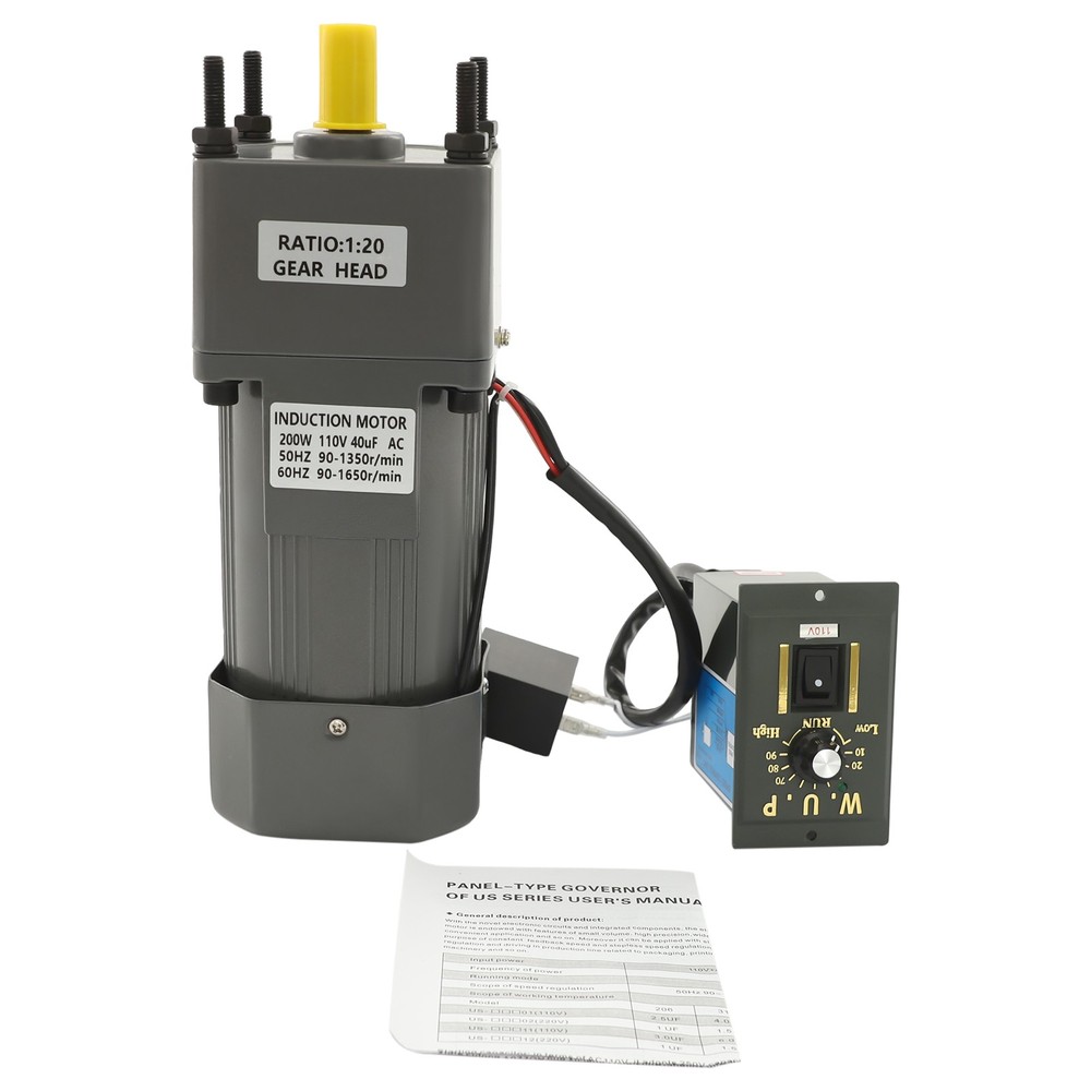 200W AC Gear Motor With Speed Controller Electric Variable Single-Phase 20K 110V