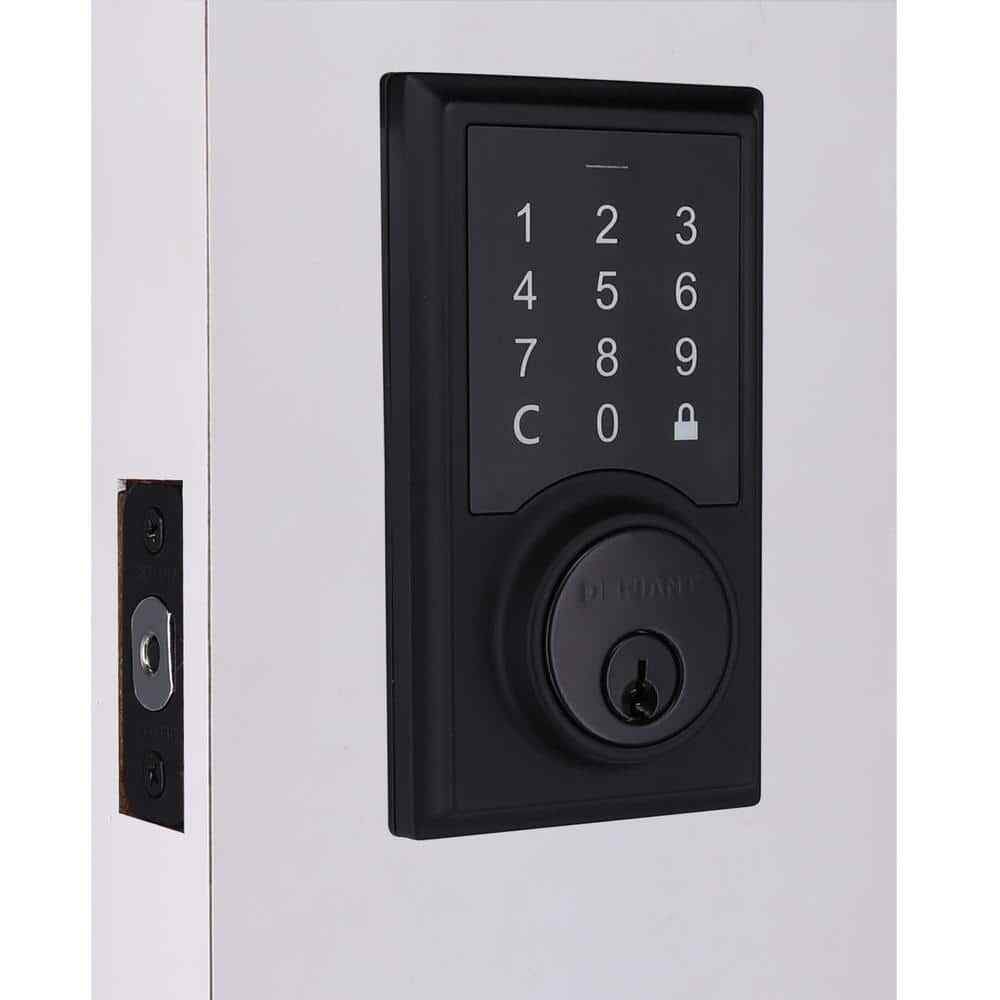 Defiant Square Matte Black Electronic Single Cylinder Touchpad Deadbolt
