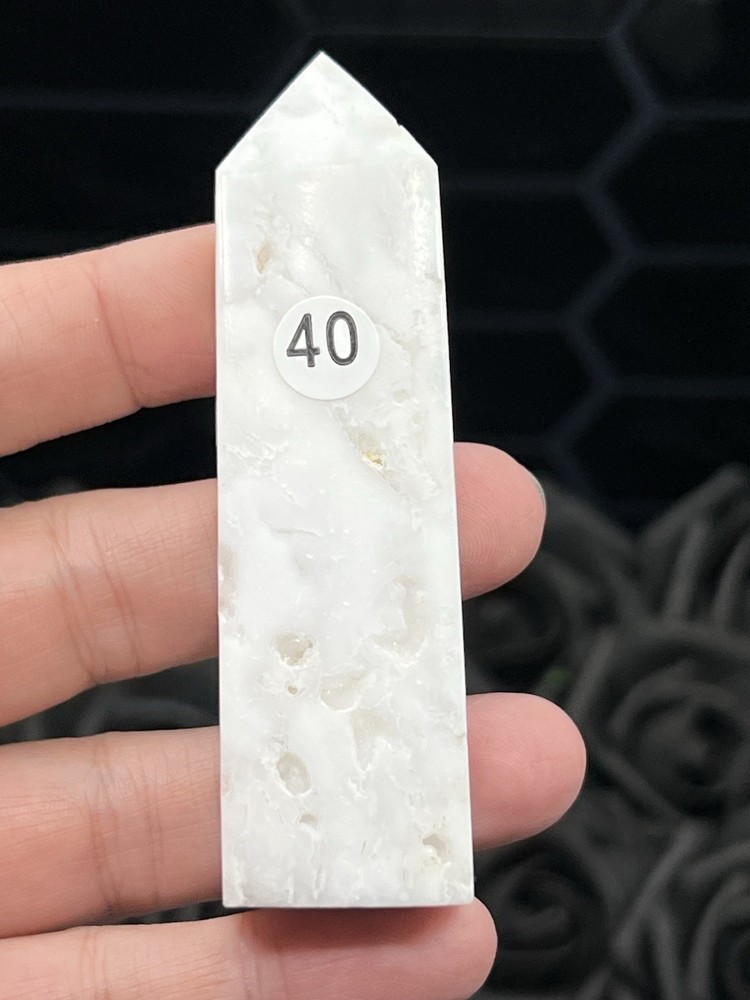 Natural White Agate Points Druzy L@@K Free ship & Gift