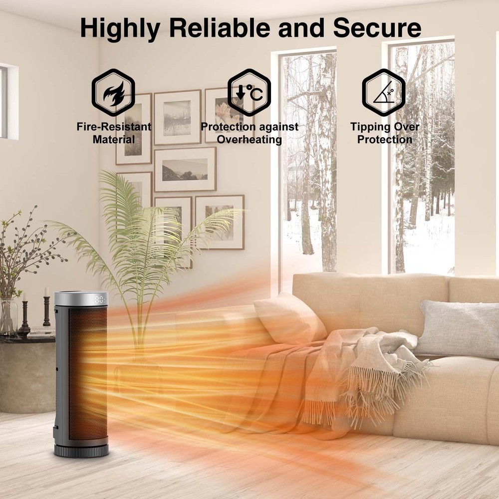 Ceramic Space Heater, Portable Indoor Heater with Remote Control, Three Heati...